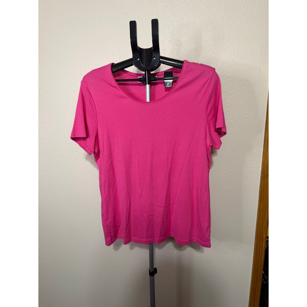 Karen Scott Pack of 3 Cotton Tops XL Pink Teal Cream T-Shirts Tank Top Bundle